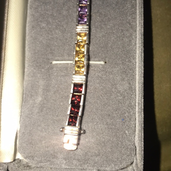 Vintage sterling silver genuine gemstone bracelet - Picture 3 of 4